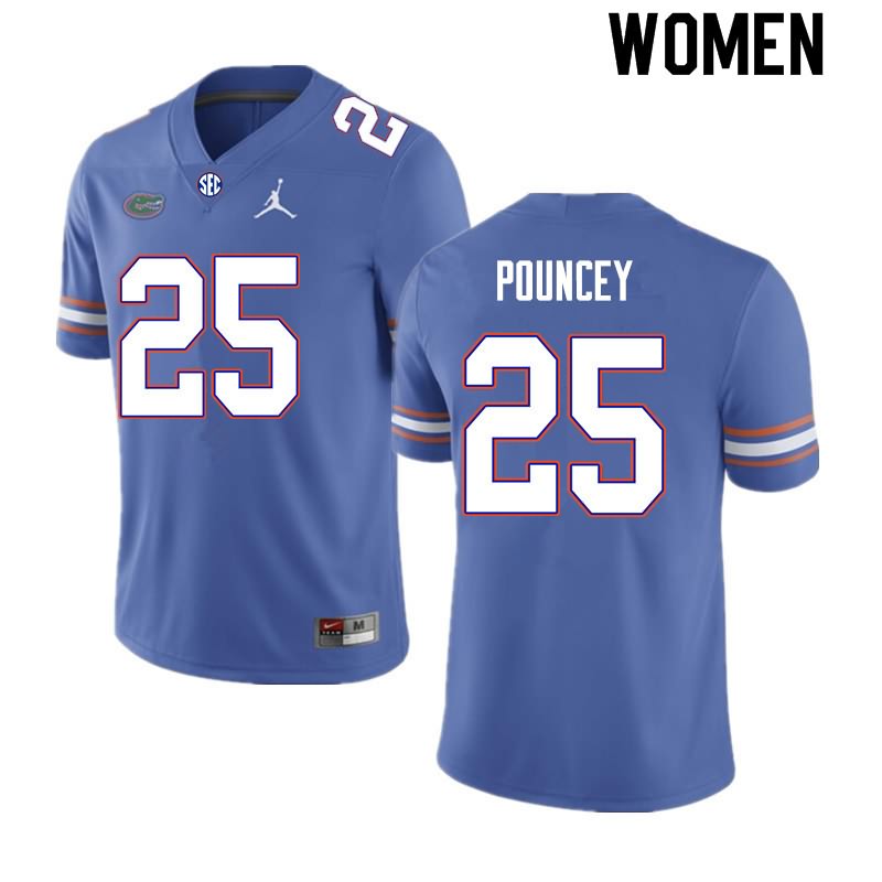 NCAA Florida Gators Ethan Pouncey Women's #25 Nike Royal Stitched Authentic College Football Jersey SBM5064DW